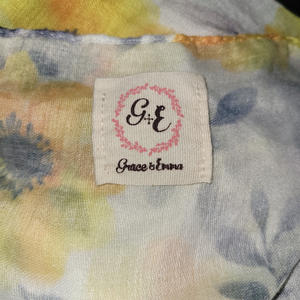 Grace & Emma Sheer Sleevrless Waterfall Kimono Topper Boho Floral Tassels OSFM - Picture 6 of 6